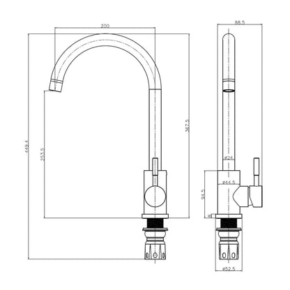 Reginox Taravo Single Lever Kitchen Mixer Tap - Gold - TARAVO GOLD