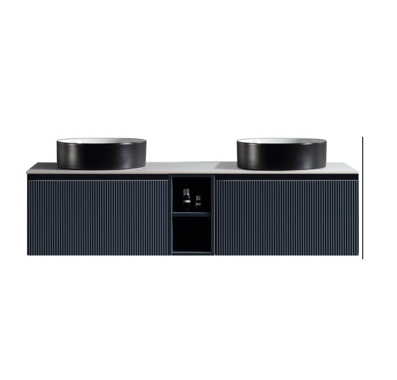 Flauto Midnight Shadow Wall Hung Vanity with 2 Storage Sintered Stone Counter Top 1000mm