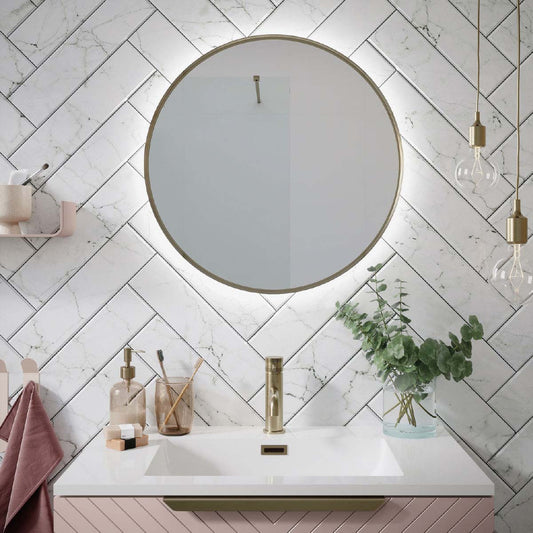 Scudo Macie LED 600mm Mirror in Brushed Brass & Matt Black