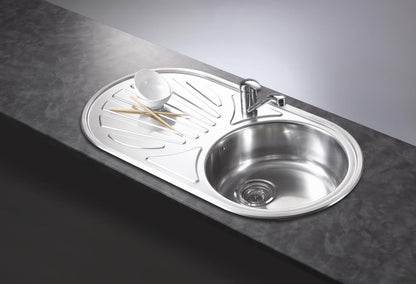 Reginox Galicia Inset Single Bowl Stainless Steel Sink Round with Waste