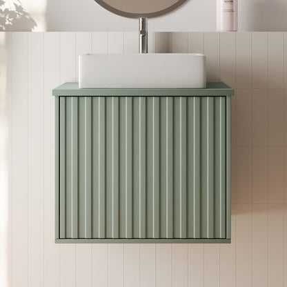 Scudo Alfie 600mm Reed Green Wall Hung Vanity Unit with Countertop Basin