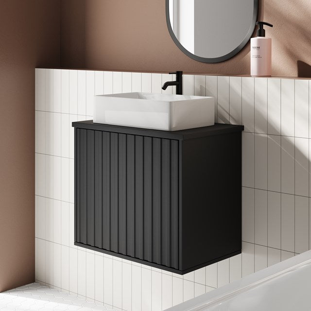 Scudo Alfie 600mm Matt Black Wall Hung Vanity Unit with Countertop Basin