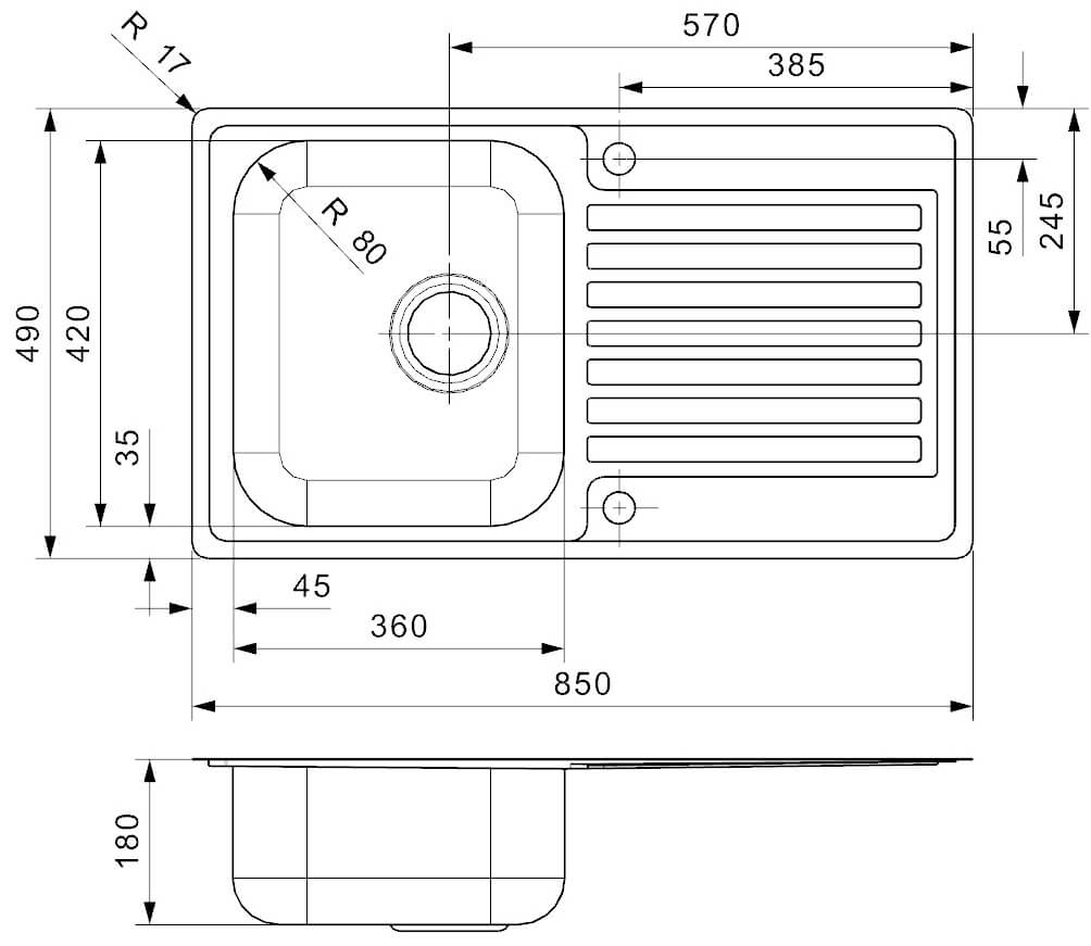 Reginox Centurio L10 1.0 Bowl Stainless Steel Integrated Kitchen Sink