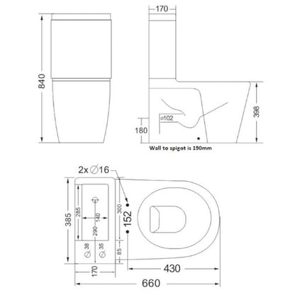 Kartell K-Vit Combi 2-In-1 Back To Wall Toilet With Basin