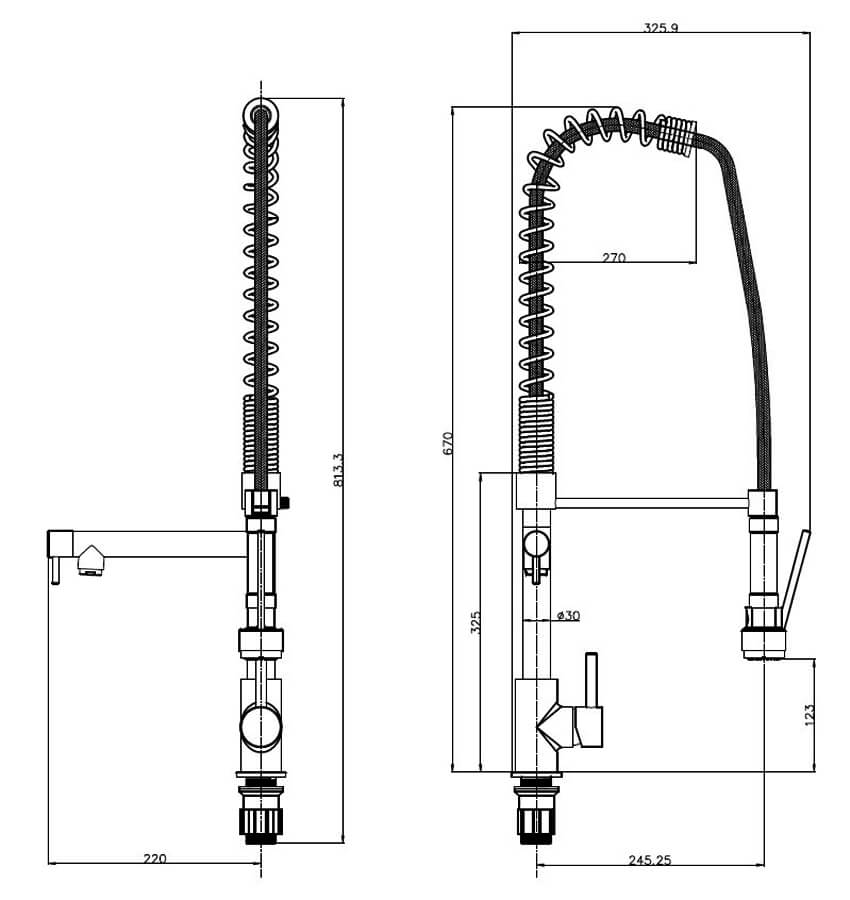 Reginox Altus Single Lever Chrome Kitchen Mixer Tap With Flexible Spray And Swivel Spout