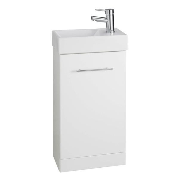 Kartell Impact 410mm White Gloss Cube Cloakroom Vanity Unit & Basin