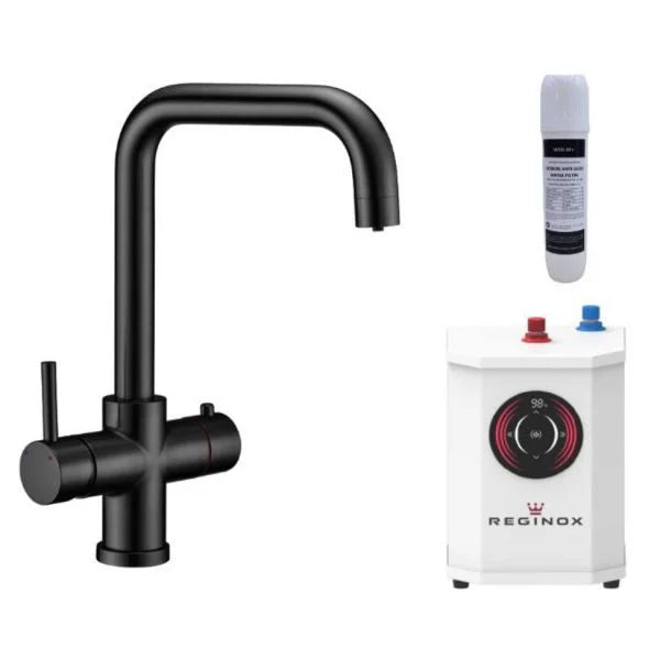 Reginox Tribezi Matt Black 3 in 1 Boiling Water Kitchen Tap