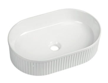 Flauto Fluted Oval Countertop Basin - Gloss white