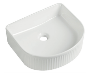 Flauto Fluted D-shape Countertop Basin - Gloss white