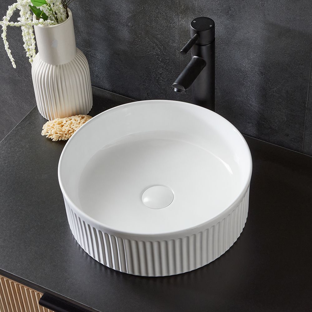 Round Countertop Basin Fluted 360mm - Oregon