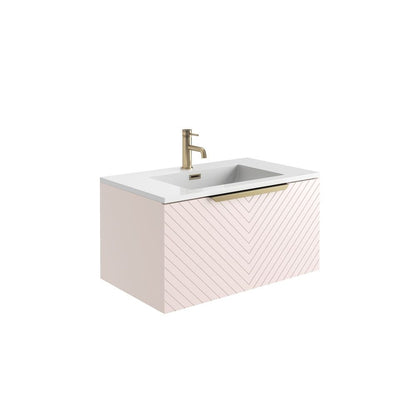 Chevron 600-800 Wall Hung Cabinet & Basin – Matt Pastel Pink