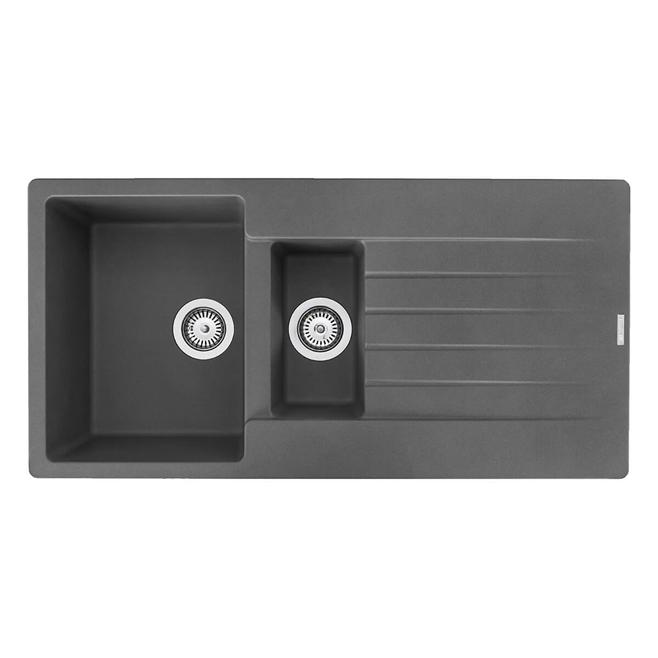 Reginox Harlem 1.5 Bowl Grey Silvery Granite Composite Kitchen Sink & Waste Kit - 1000 x 500mm