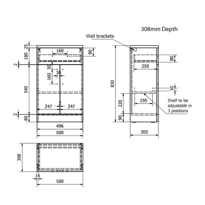 Kartell Impakt White Double Door Base Unit 500 x 300mm