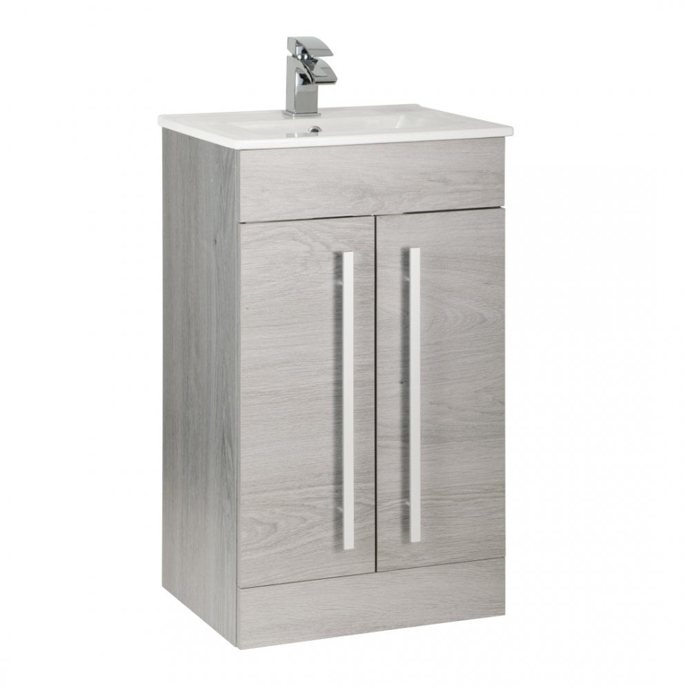 Purity 500mm 2 Door Floor Standing Unit & Ceramic With Polished Chrome Handles Basin In 3 Varients