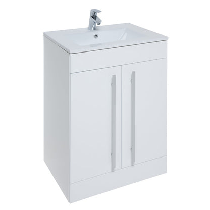 Purity 600mm 2 Door Floor Standing Unit & Ceramic With Polished Chrome Handles Basin In 3 Varients