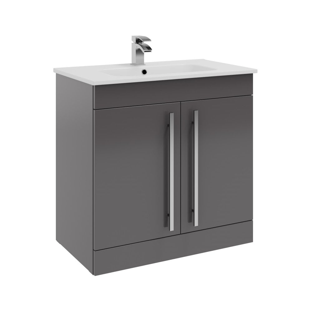 Purity 800mm 2 Door Floor Standing Unit & Ceramic With Polished Chrome Handles Basin In 3 Varients