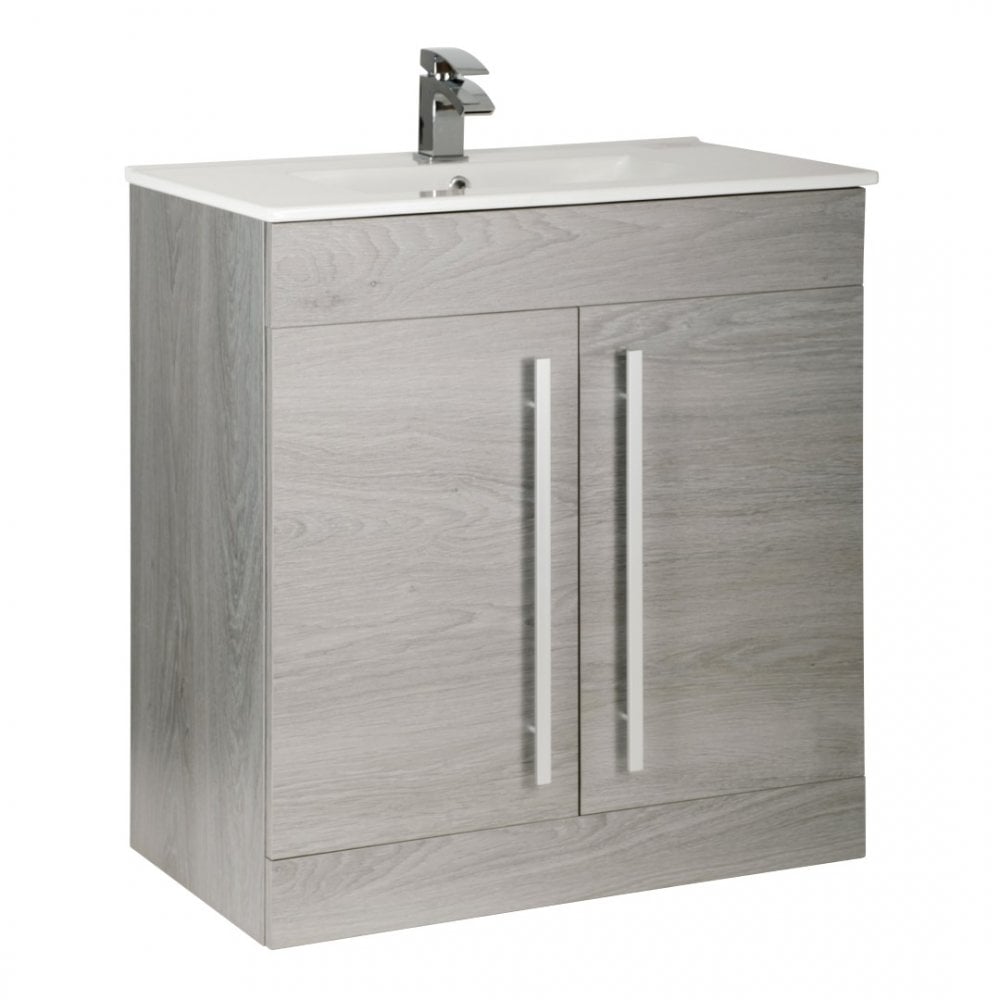 Purity 800mm 2 Door Floor Standing Unit & Ceramic With Polished Chrome Handles Basin In 3 Varients