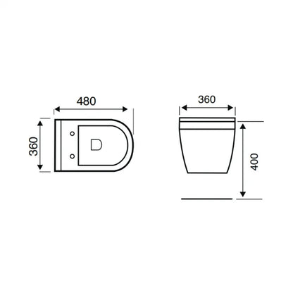 Kartell K-VIT Style Wall Hung Short Projection Toilet (480mm)