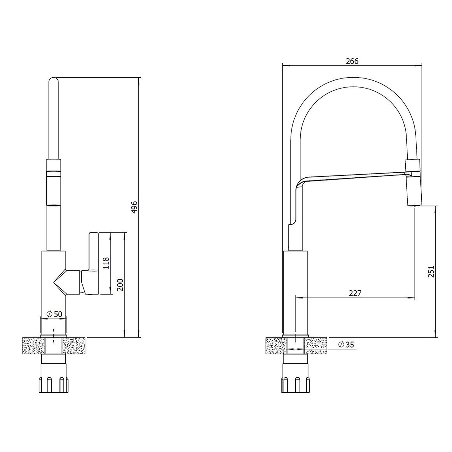 Reginox Aurora Single Lever Pull Out Spray Kitchen Tap With Black Hose - Chrome - AURORA CH II