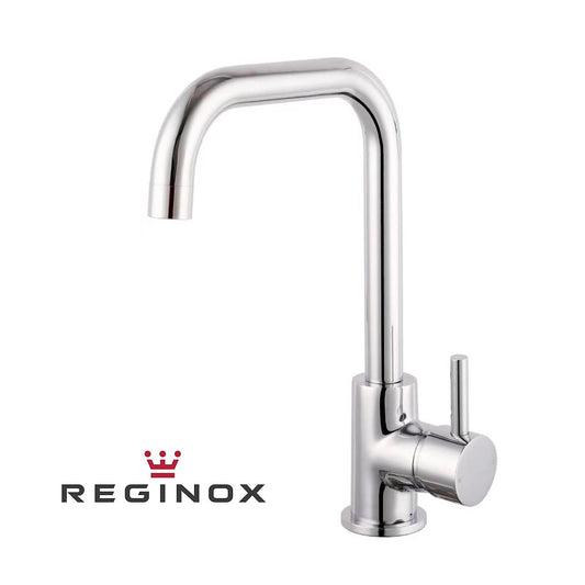 Reginox Chrome Stainless Steel Kitchen Sink Tap SALINA CH Square Neck Deck Mounted