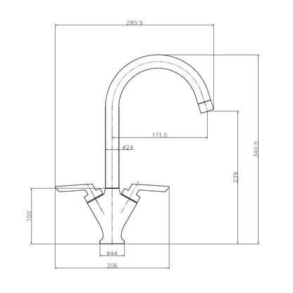 Reginox PIQUA Dual Lever Monobloc Kitchen Mixer Tap