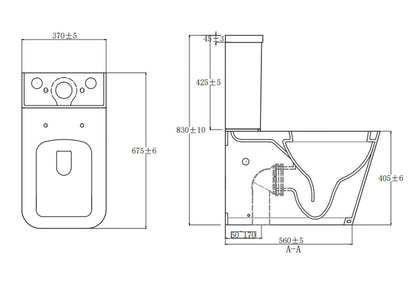 Milan Rimless Close Coupled Square Closed Back Pan, Cistern, Seat & Fixings